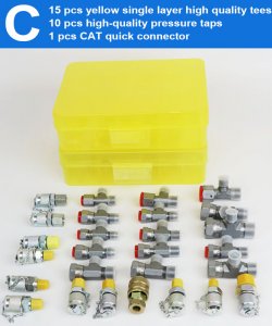 Excavator pressure measuring fittings set