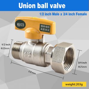 Brass union ball valve 3/4 inch water heater gas valve DN20/lpg switch valve/gas valve