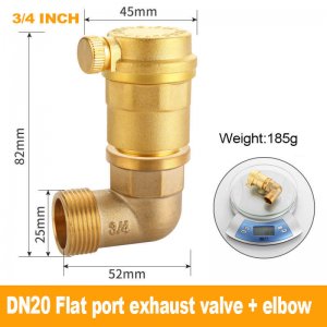 Brass flat exhaust valve + elbow 1/2 inch 3/4 inch 1 inch