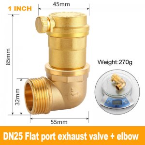Brass flat exhaust valve + elbow 1/2 inch 3/4 inch 1 inch