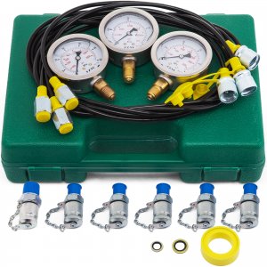 Hydraulic Pressure Gauge Test Kit Tester Coupling for Excavator Construction 8600PSI with Portable Case for Industrial