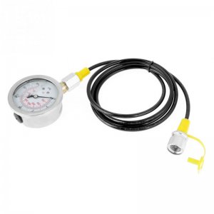 1.56m / 61.42inch Hydraulic Hose Test Point Coupling M16*2-BSP1/4 + 0~600BAR/8500PSI Gauge+ Hose Hydraulic Hose test Kit